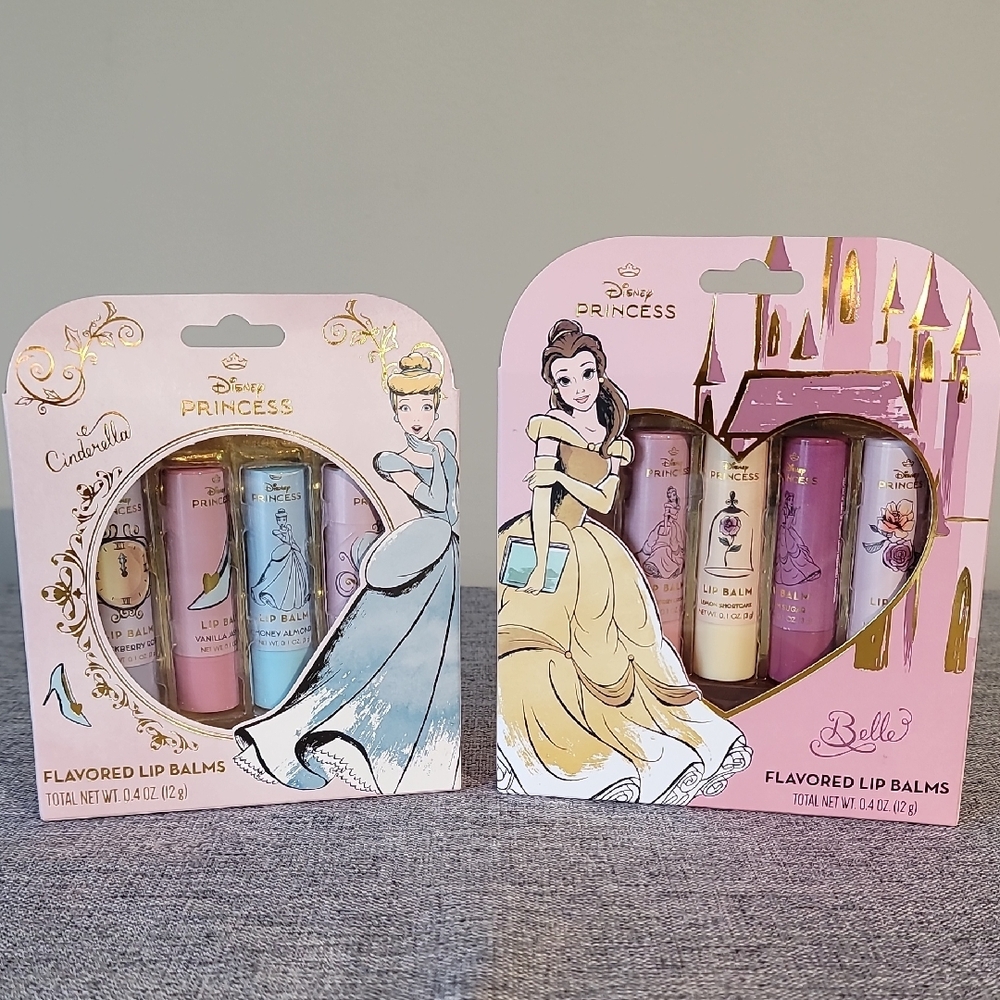 Disney Princess Flavored Lip Balms Sets - Pink and Purple - Lot of 2